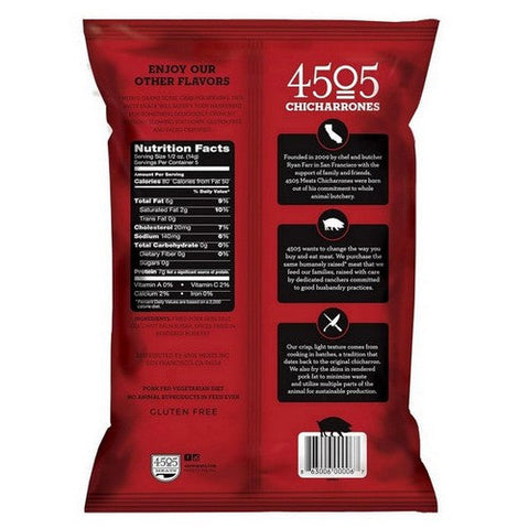 4505 Meats, P Ork Rinds  Chicharones  Chili  Salt, 2.5 Oz(Case Of 12)