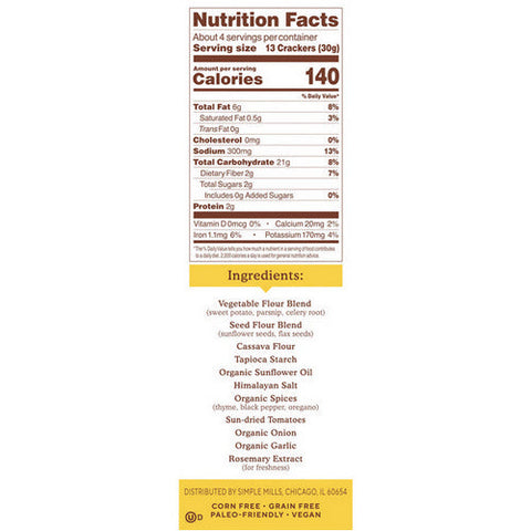 Simple Mills, Cracker Pita Mdtrrn Herb, Case of 6 X 4.25 Oz