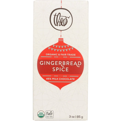 Theo Chocolate, Choc Bar Mlk Gngrbrd, 3 Oz(Case Of 12)