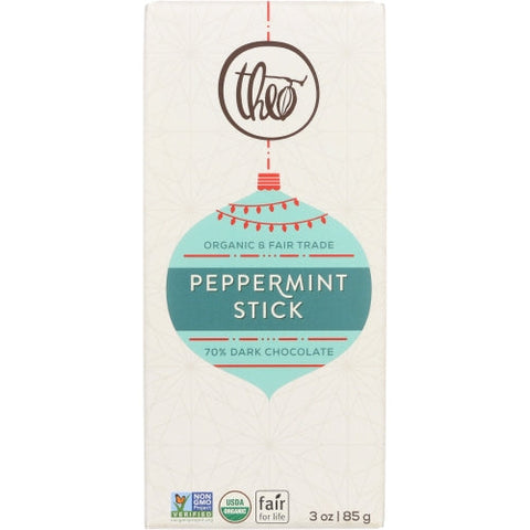 Theo Chocolate, Choc Bar Drk Ppprmnt Stk, 3 Oz(Case Of 12)