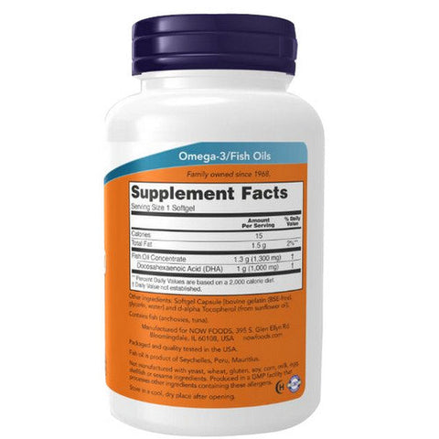 Now Foods, DHA-1000 Brain Support, 1000 mg, Extra Strength 90 Softgels