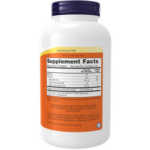 Now Foods, Pumpkin Seed Oil, 1000 mg 200 Softgels