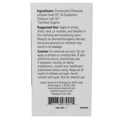 Now Foods, Organic Essential Roll-On, Eucalyptus 10 ml