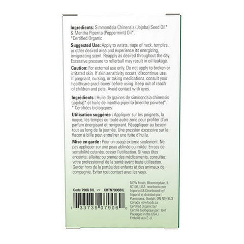 Now Foods, Organic Essential Roll-On, Peppermint 10 ml