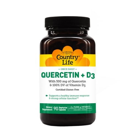 Country Life, Quercetin + D3, 90 Caps
