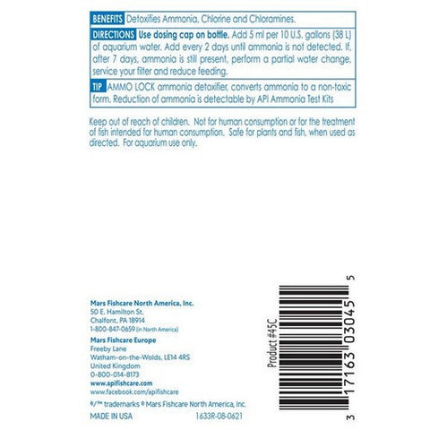 API, Ammo Lock Ammonia Detoxifier for Aquariums, 4 oz (Treats 236 Gallons)