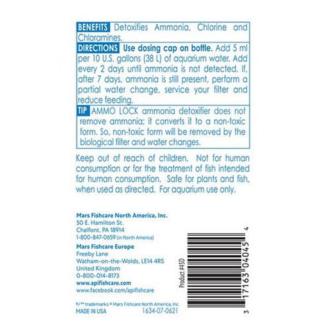 API, Ammo Lock Ammonia Detoxifier for Aquariums, 8 oz (Treats 474 Gallons)