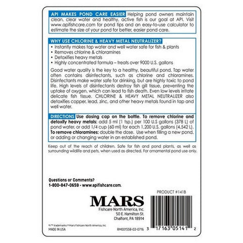 Pond Care, Chlorine & Heavy Metal Neutralizer, 16 oz (Treats 9,600 Gallons)