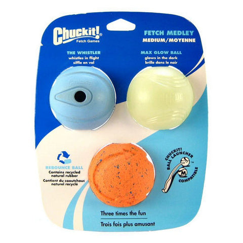 Fetch Medley Balls Medium Ball - 2.25" Diameter (3 Pack) by Chuckit!