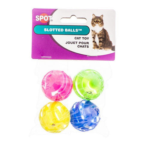 Spot, Slotted Balls with Bells Inside Cat Toys, 4 Pack