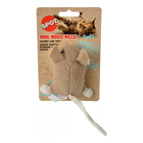 Wool Mouse Willie Catnip Toy - Assorted Colors 1 Count (3.5" Long) by Spot