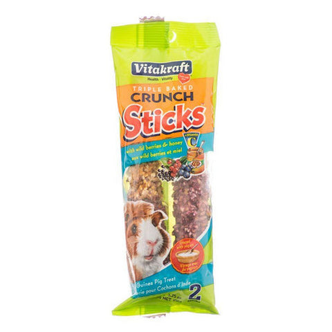 Vitakraft, Triple Baked Crunch Sticks Treat for Guinea Pigs - Berry & Yogurt Flavor, 2 Pack
