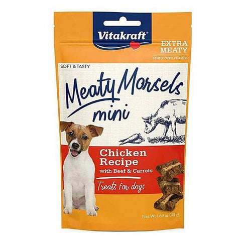 Vitakraft, Meaty Morsels Mini Chicken Recipe with Beef and Carrots Dog Treat, 1.69 oz