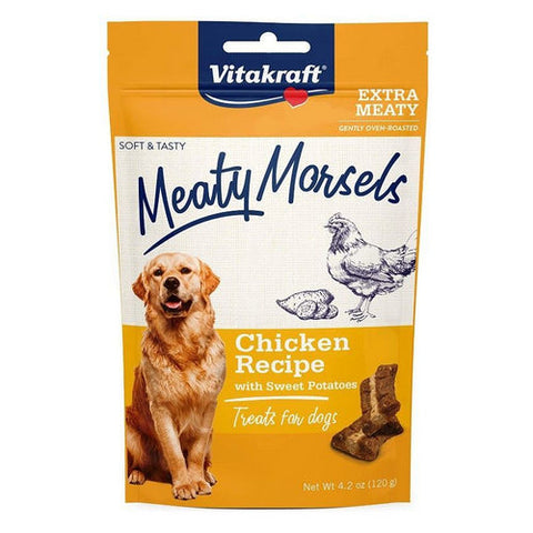 Vitakraft, Meaty Morsels Mini Chicken Recipe with Sweet Potato Dog Treat, 4.2 oz