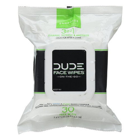 Dude Wipes, Face + Body Energizing Wipes, 30 Count