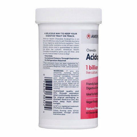 Chewable Acidophilus And Bifidum Wafers Natural Strawberry 60 Tabs by American Health