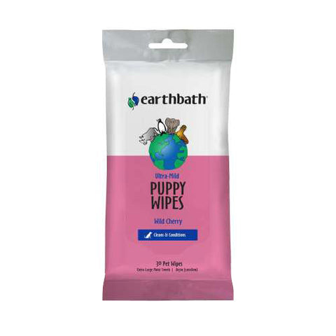 Earthbath, Ultra Mild Puppy Wipes Wild Cherry, 30 Count