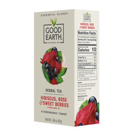 Good Earth Teas, Sensorials Sweet Berries & Rose, 15 Bags