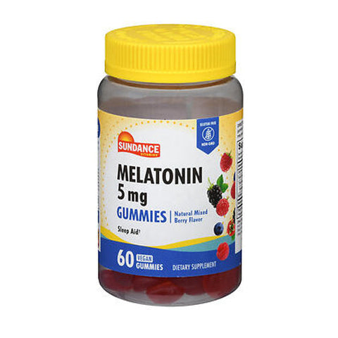 Sundance, Vitamins Melatonin Vegan Gummies Natural Mixed Berry Flavor, 5 Mg, 60 Gummies