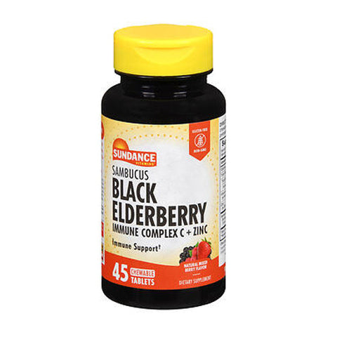 Sundance, Vitamins Sambucus Black Elderberry Chewable, 45 Tabs
