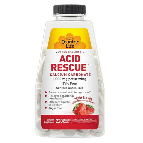 Country Life, Acid Rescue Berry Chewable, 220 Count
