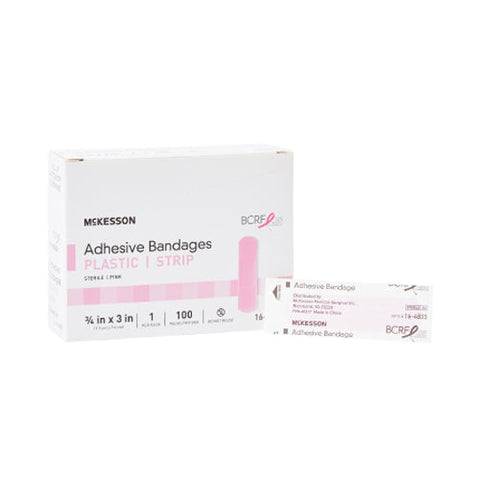 McKesson, Pink Adhesive Strip 3/4 x 3 Inch, Box Of 100