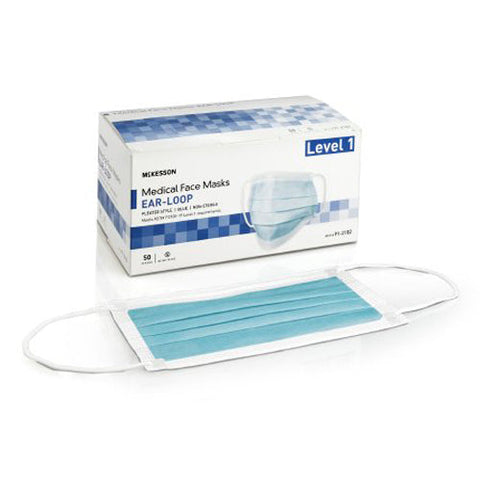 McKesson, ASTM Level 1 Medical Face Masks Blue, Box Of 50