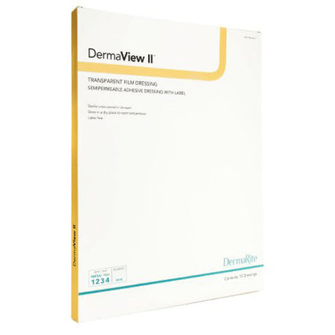 DermaRite, DermaView II Transparent Film Dressing with Border 6�� x 8-3/8 Inch, Box Of 10