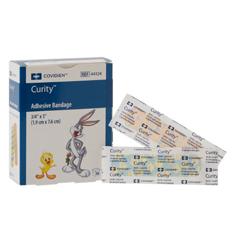 Cardinal, Curity Assorted Looney Tunes Adhesive Strip �� x 3 Inch, Box Of 1