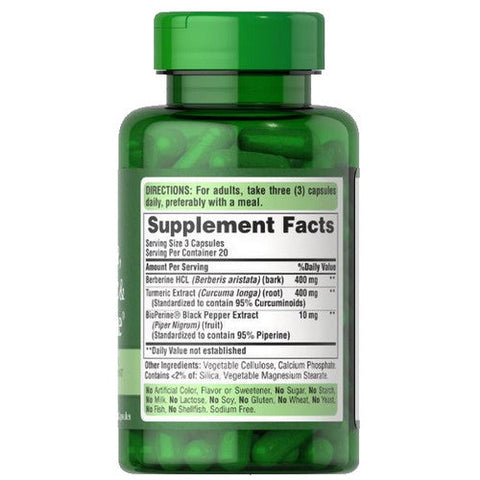 Puritan's Pride, Berberine Turmeric & BioPerine Black Pepper, 60 Capsules