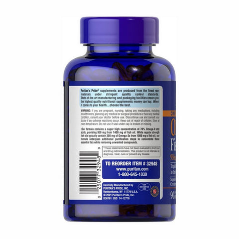 Puritan's Pride, One Per Day Omega-3 Fish Oil (Active Omega-3), 1360 mg, 90 Softgels