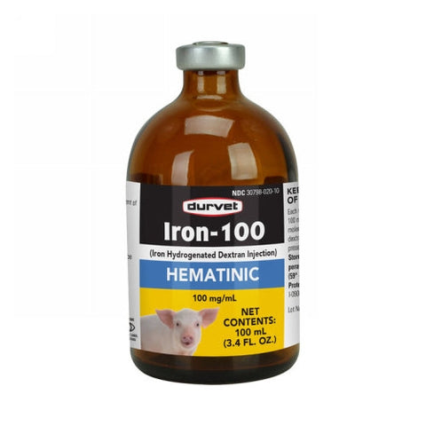 Durvet, Iron Dextran-100 for Piglets, 100 ML