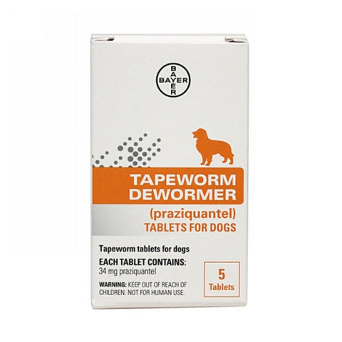 Bayer, Praziquantel Tapeworm Dewormer Tablets for Dogs, 5 Packets