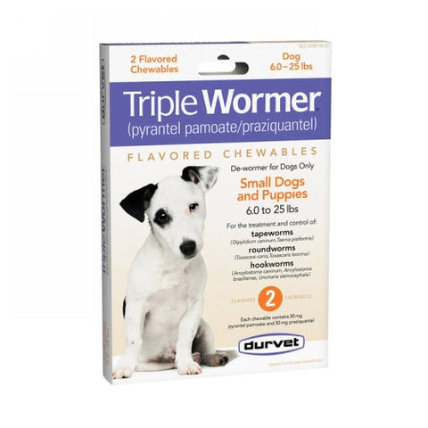 Durvet, Durvet Triple Wormer Dog Dewormer Puppy/Small Dogs, 2 Tablets