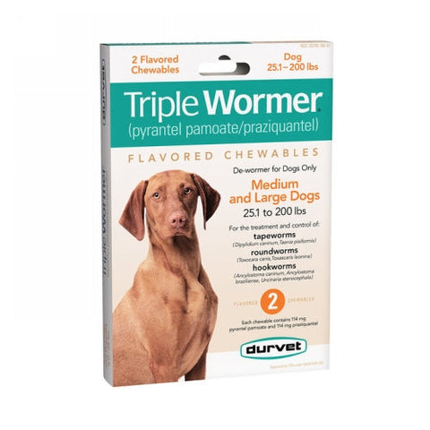 Durvet, Durvet Triple Wormer Dog Dewormer Medium/Large Dogs, 2 Tablets