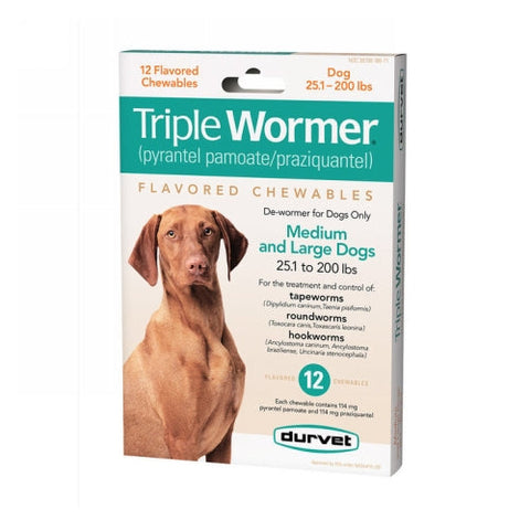 Durvet, Durvet Triple Wormer Dog Dewormer Medium/Large Dog, 12 Tablets