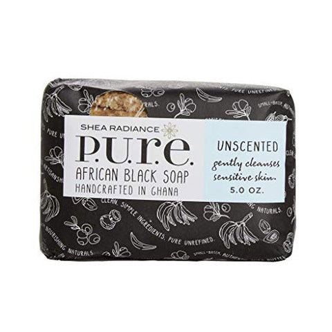 Shea Radiance, African Black Soap Bar Unscented, 5 Oz