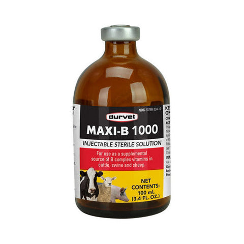 Durvet, Maxi-B 1000 Injectable For Cattle Swine And Sheep, 3.4 Oz