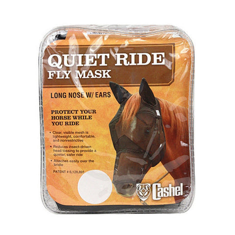 Cashel, Quiet Ride Long Nose Pasture Fly Mask with Ears Horse Black, 1 Count