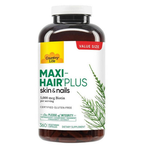 Country Life, Maxi Hair Plus Biotin, 360 Vegetarian Capsules