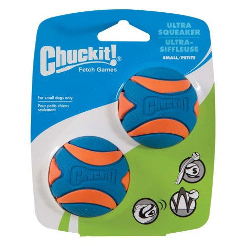 Chuckit!, Chuckit! Ultra Squeaker Balls Dog Toy, Blue/Orange, 1 Each/2 pk, Small