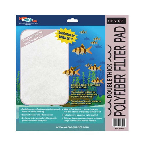 Weco, Weco Products Classic Aquarium Double Thick Polyfiber Filter Pad, White, 1 Each/10 In X 18 in