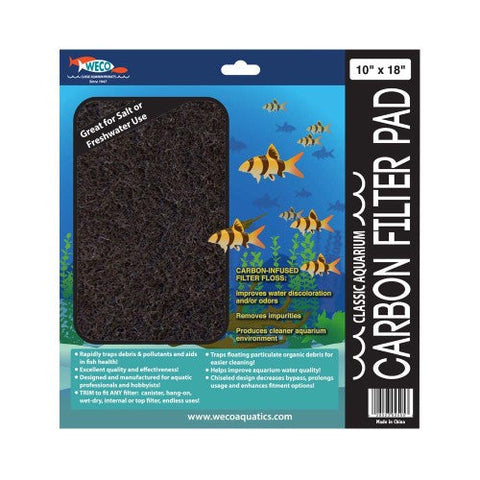 Weco, Weco Products Classic Aquarium Carbon Filter Pad, Black, 1 Each/10 In X 18 in