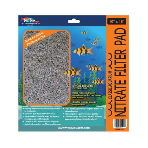 Weco, Weco Products Classic Aquarium Nitrate Filter Pad, Grey, 1 Each/10 In X 18 in