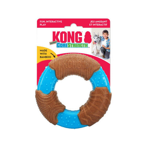 Kong, KONG  CoreStrength Bamboo Ring Dog Toy, Blue/Red, 1 Each/Large
