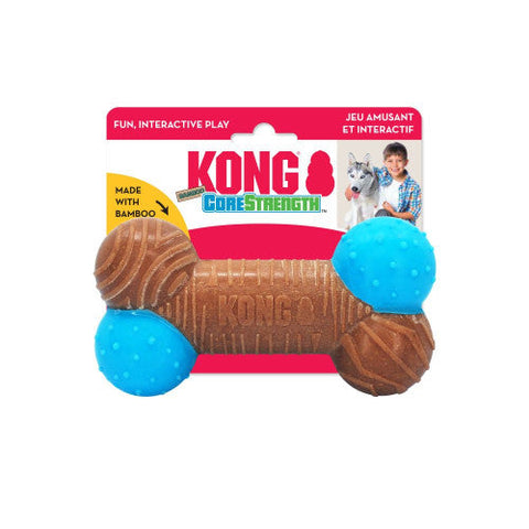 Kong, KONG  CoreStrength Bamboo Bone Dog Toy, Blue/Red, 1 Each/Large