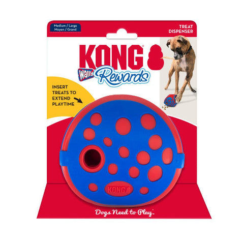 Kong, KONG Rewards Wally Dog Treat Dispenser Toy, Blue/Red, 1 Each/MD/Large