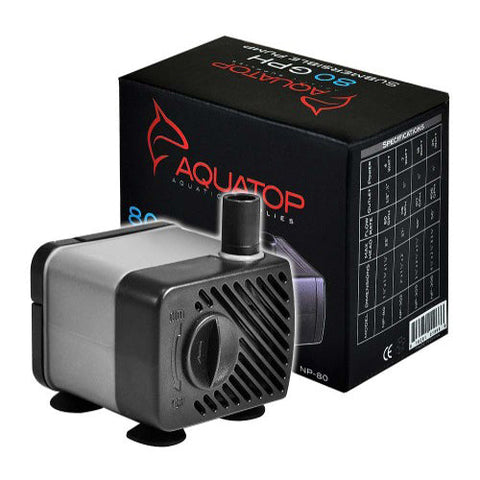Aquatop, Aquatop NP-80 Aquarium Submersible Water Pump, Black, Grey, 1 Each