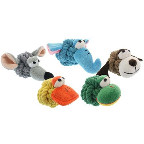 Multipet, Multipet Rope Head Animals Dog Toy, Assorted, 1 Each/4 in