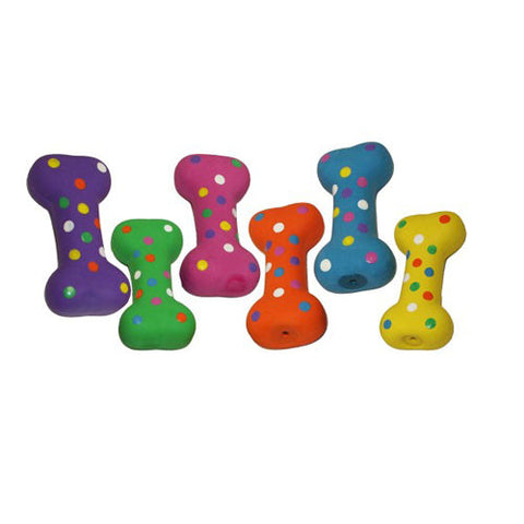 Multipet, Multipet Polka-Dot Latex Bones Dog Toy, Assorted, 1 Each/4 in
